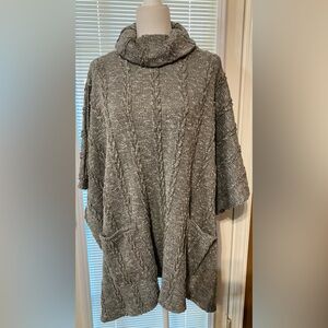 Suzanne Betro Simple Charcoal Cowl Neck Poncho Sweater